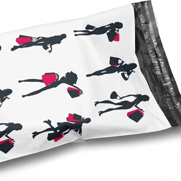 25 NEW POLY MAILERS ENVELOPES BUSINESS OFFICE WORK WHITE BLACK SHIP SIZE 10x13 - Picture 2 of 5